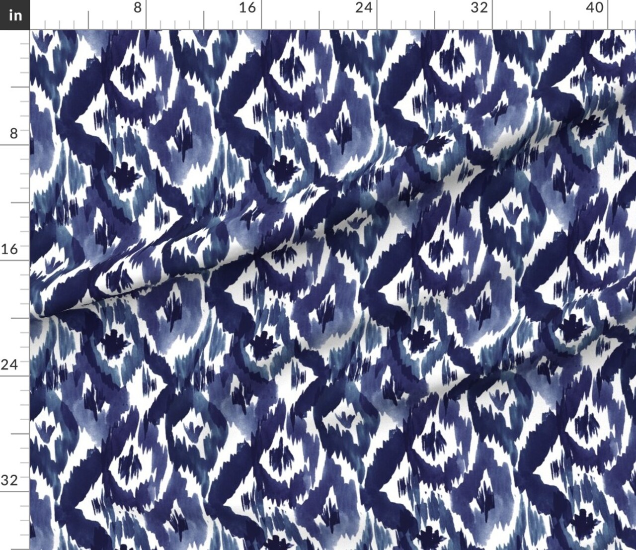 Ikat Diamonds Indigo Blue Geo Watercolor Tribal Custom Printed Fabric by Spoonflower Various Fabrics by the Yard or Fat Quarter